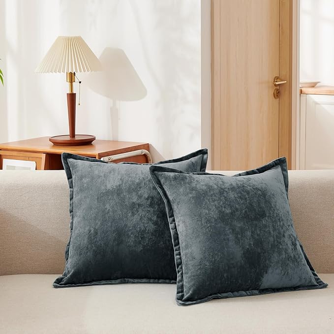 Luxurious Velvet Euro Shams Decorative Throw Pillow Covers 26x26 Set of 2 Solid - Image 7