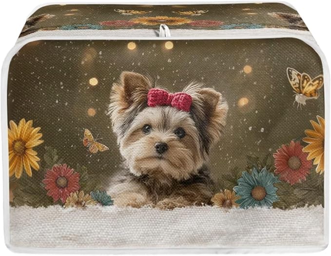 Yorkshire Terrier Printed Toaster Oven Cover 2 Slice Daisy Printed Bread Maker by Baxinh
