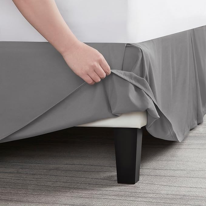 Nestl Grey Blue Bed Skirt Cal King Size - Image 5