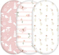 3-Pack Organic Bassinet Sheets for Girls Stretch, Soft Cozy Fitted Bassinet by CivaruaKids