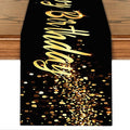 Elegant Black and Gold Happy Birthday Table Runner – 13x72 Inch Birthday Table by THISFIND