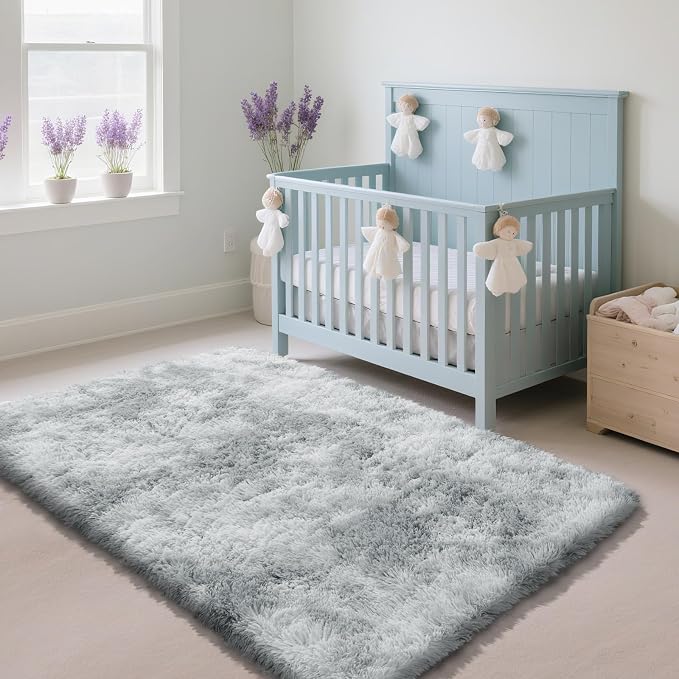 Fluffy Rug Shaggy Area Rug, Mottling Grey 4x6 Area Rugs - Image 2