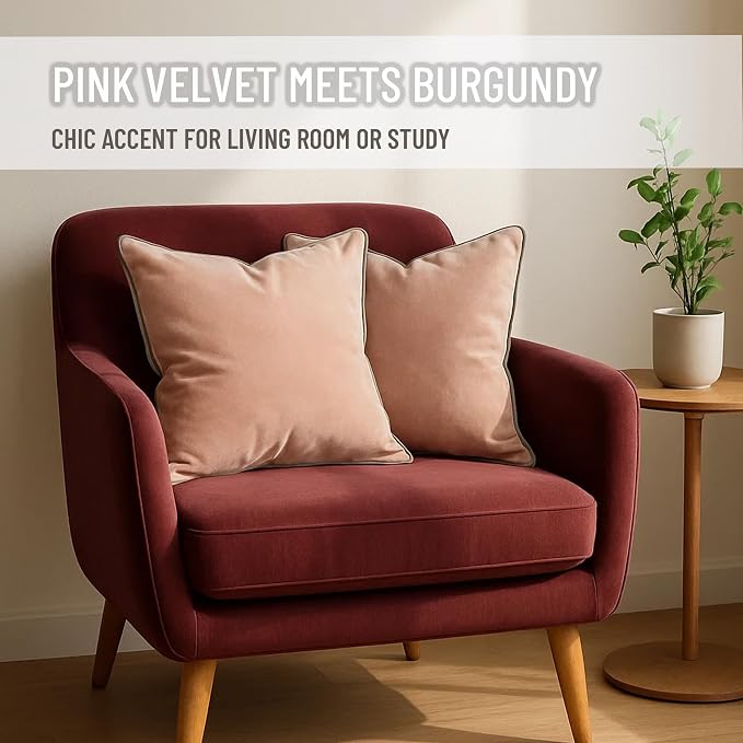 2 Pack Velvet Decorative Throw Pillow Covers, Contrast Piping, Indoor Use - Image 7