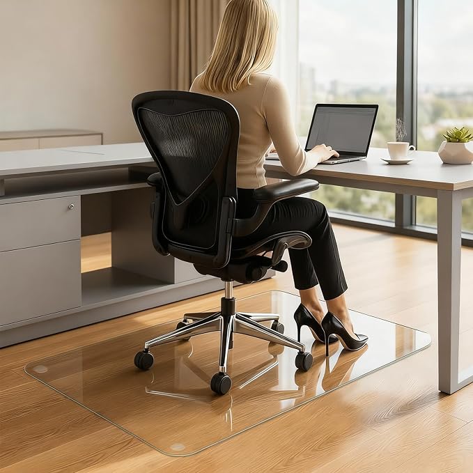 Tempered Glass Chair Mat, 1/5" Thick Clear Floor Mat by Unknown