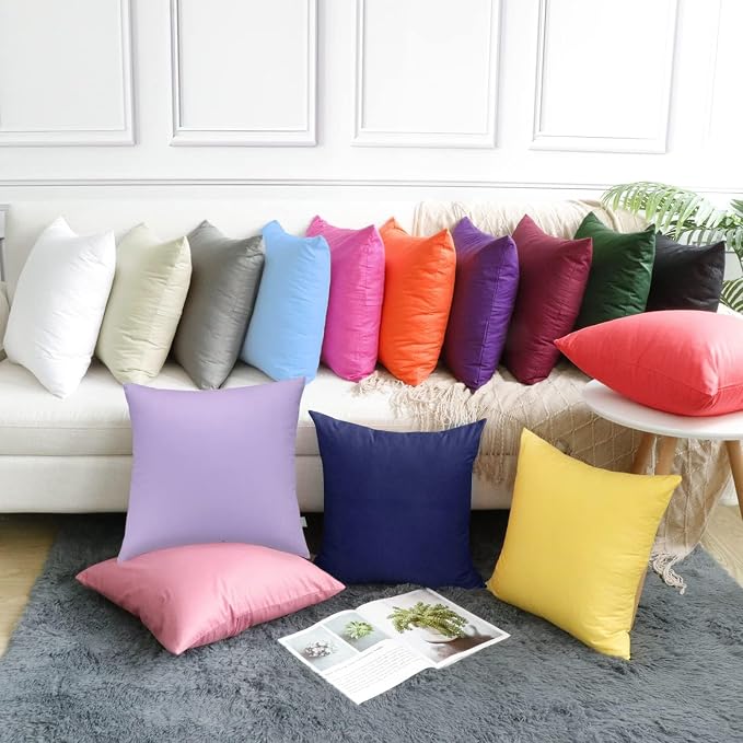 Thmyo 4-Pack 100% Cotton Comfortable Solid Decorative Throw Pillow Case Square - Image 4