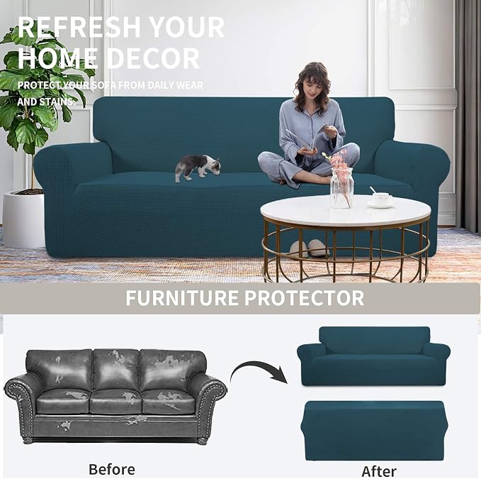 Easy-Going Stretch 4 Seater Sofa Slipcover 1-Piece Sofa Cover Furniture - Image 4