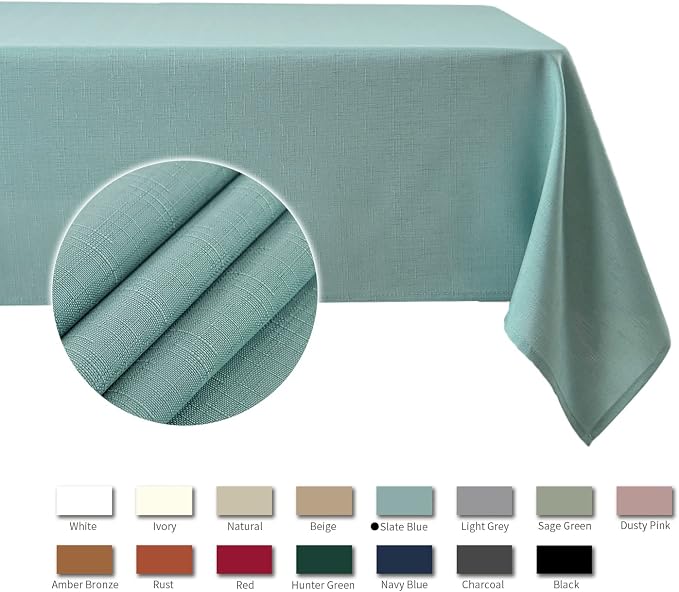 maxmill Faux Linen Textured Rectangle Tablecloth Water Resistant Wrinkle Free - Image 4