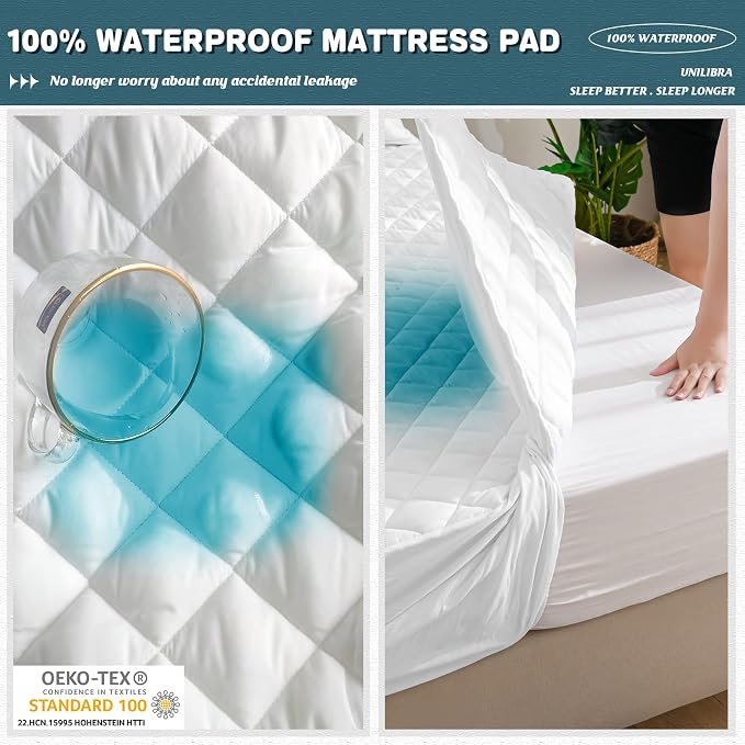 UNILIBRA RV Short Queen Waterproof Mattress Pad Protector, Breathable Hollow - Image 2