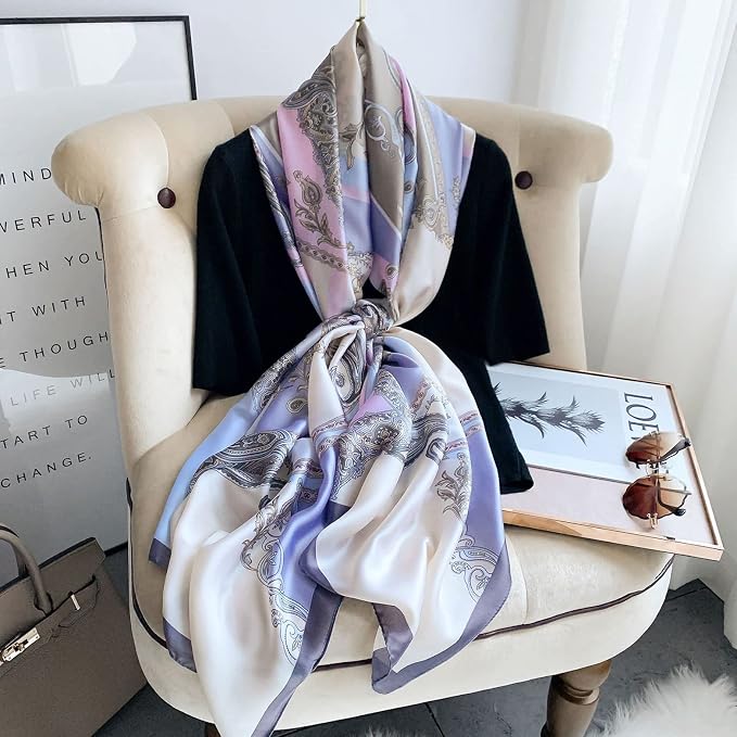 Fashion Scarves Scarf 100% Silk Feeling Scarf Silk Like Scarves Long - Image 4
