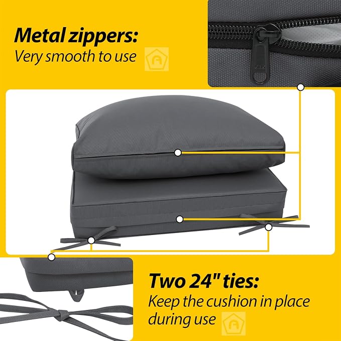 AAAAAcessories Outdoor Deep Seat Cushions, Waterproof, Fade-Resistant Patio - Image 4