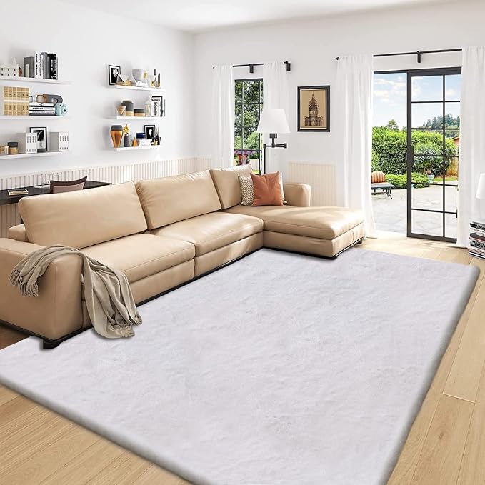 Faux Fur Rug 6x9 Plush Washable Area Rugs by ORINOVA
