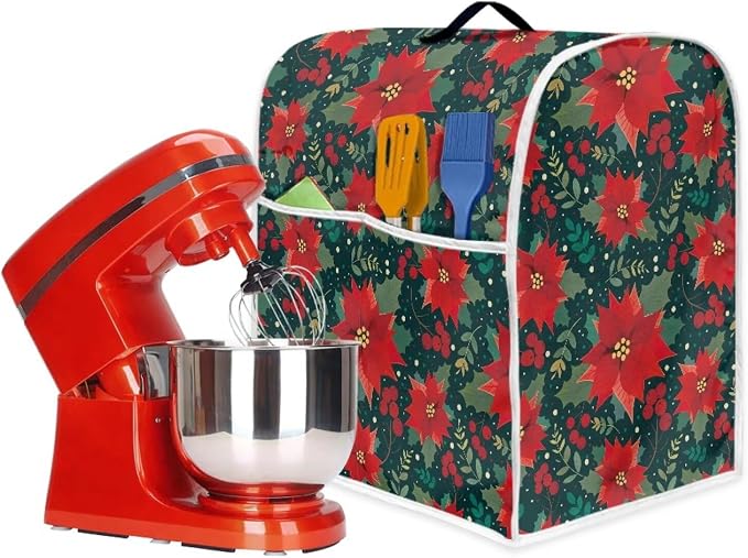 Christmas Stand Mixer Cover Dust Protective Poinsettia Stand Mixer Covers - Image 4