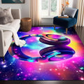 Galaxy Game Area Rug Music Headphone Rugs Colorful Throw Rug Non-Slip Carpet by CERYUEE