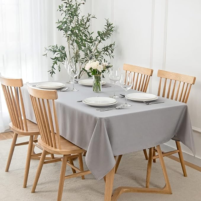maxmill Faux Linen Texture Tablecloth Stain Resistant Waterproof Wrinkle by maxmill