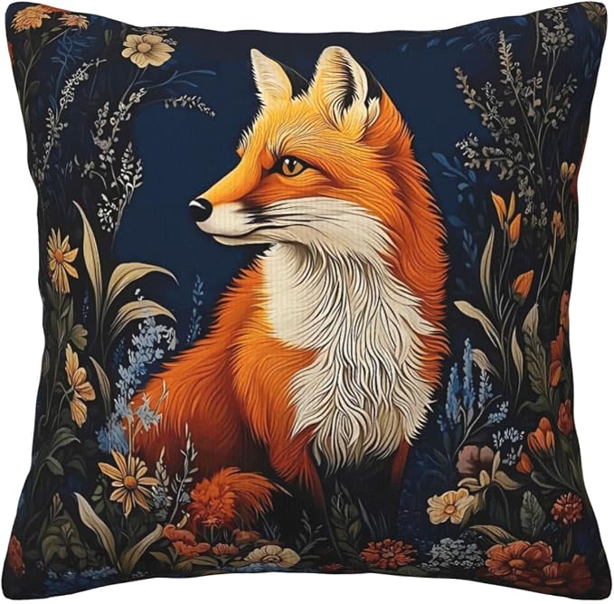 William Morris Abstract Vintage Floral Fox Design 18x18 inches Throw Pillow by Unknown