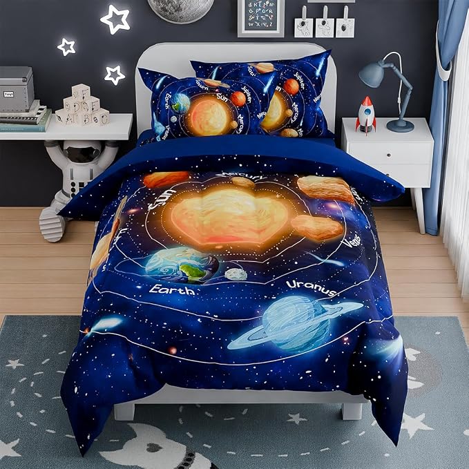 SANDJEST Solar System Comforter Set Twin, Ultra Soft Microfiber Bedding Sets by SANDJEST