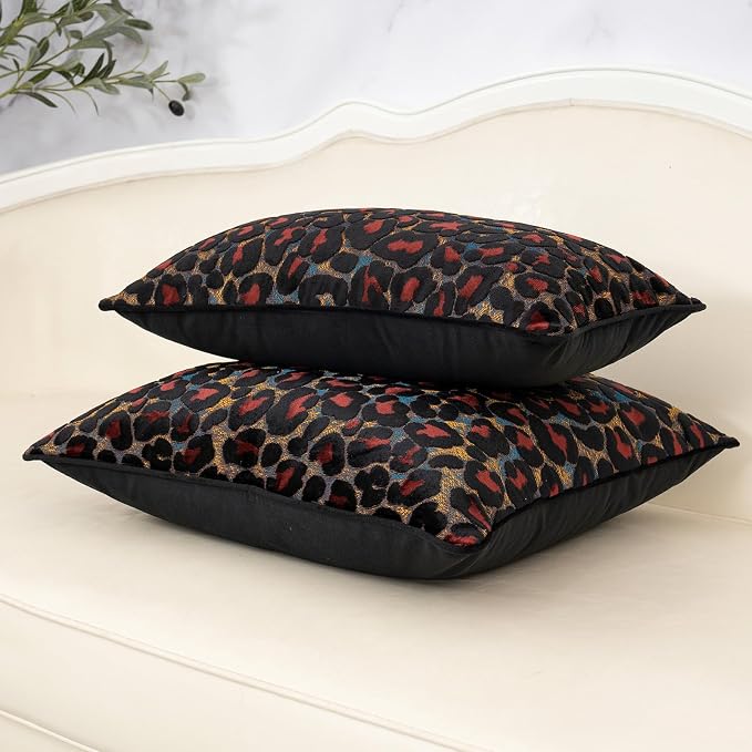 Alerfa Black Floral Throw Pillow Cover 20 x 20 Inch Cut Velvet Sqaure Luxury - Image 4
