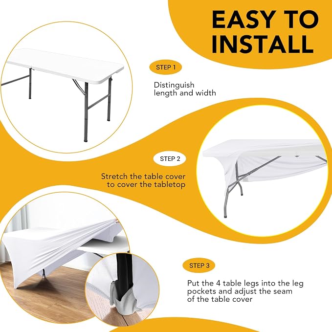 6-Pack Premium White Spandex Tablecloths - Image 8