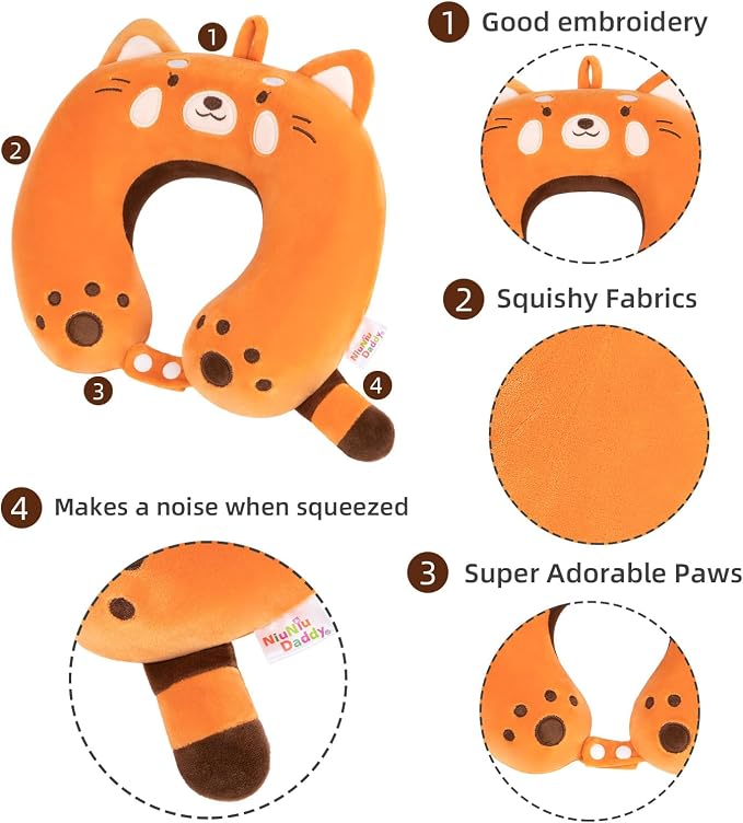 Niuniu Daddy Red Panda Kids Neck Travel Pillow - Image 4