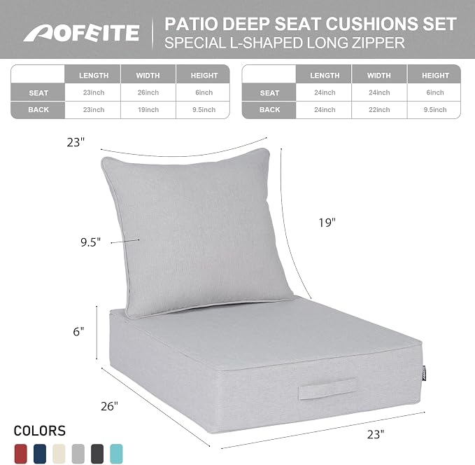 Outdoor Olefin Water-Resistant Deep Seat Cushion Set, Thickened Sofa Chair Pad - Image 5