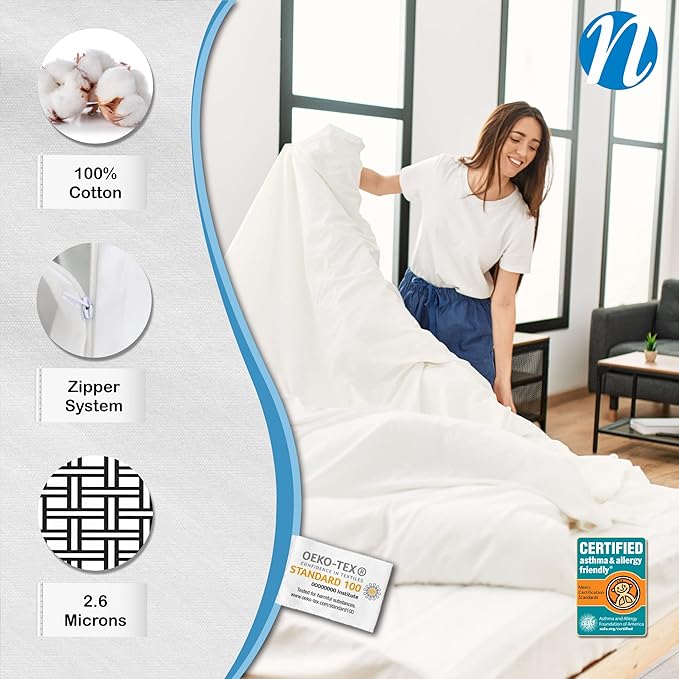 National Allergy Premium 100% Cotton Duvet Comforter Protector - Image 3