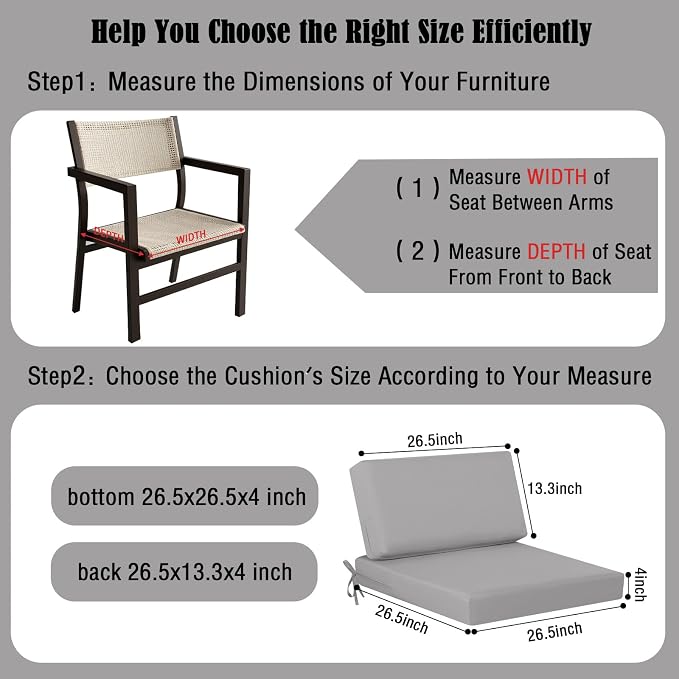 idee-home Outdoor Cushions for Patio Furniture, Outdoor Seat Cushion, - Image 5