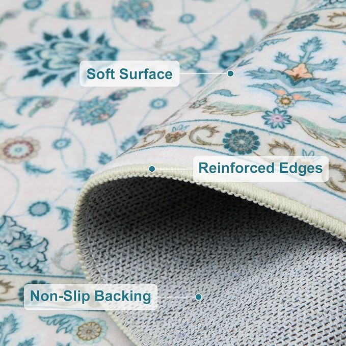 WILLSUN Washable Area Rugs, 2x3 Non-Slip Boho Small Area Rugs - Image 6