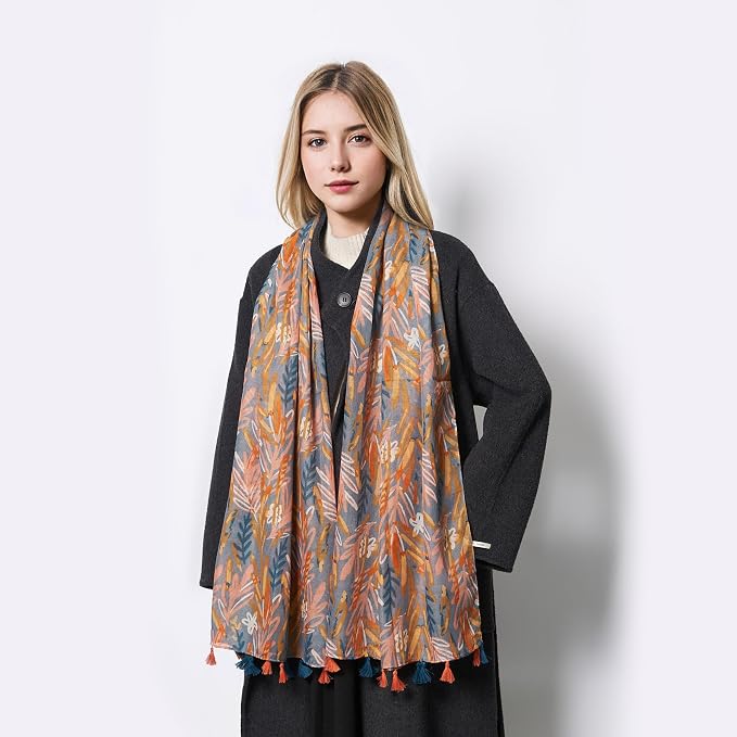 Scarf for Women Lightweight Soft Floral Leopard Printed Scarves Fall Winter - Image 5