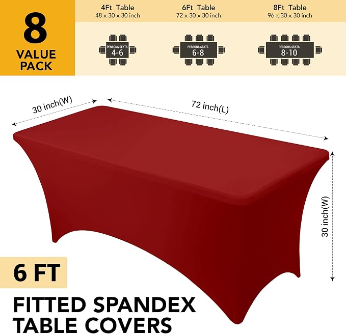 8-Pack Premium Red Spandex Tablecloths - Image 6