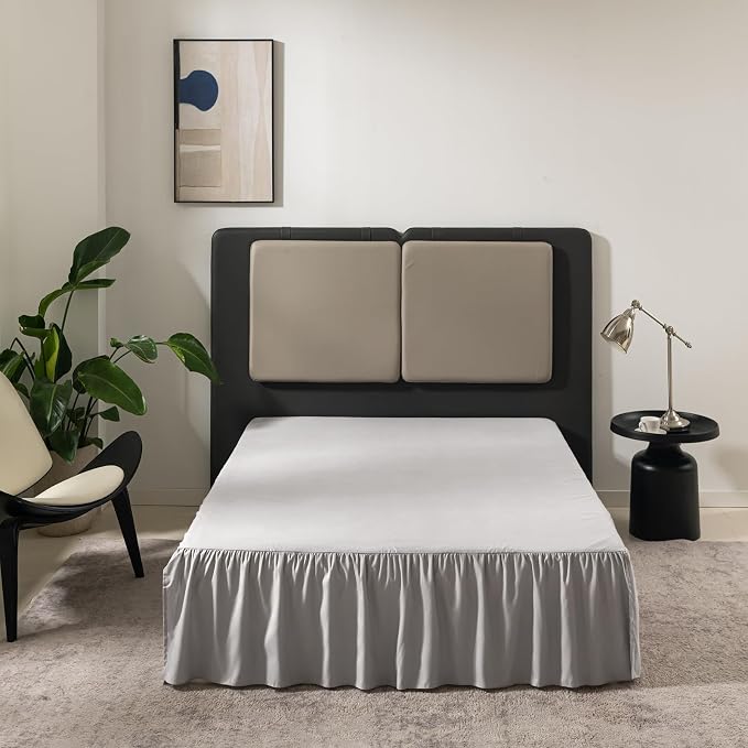 TSUTOMI Light Grey Bed Skirt King Size Ruffled Bed Skirt by TSUTOMI