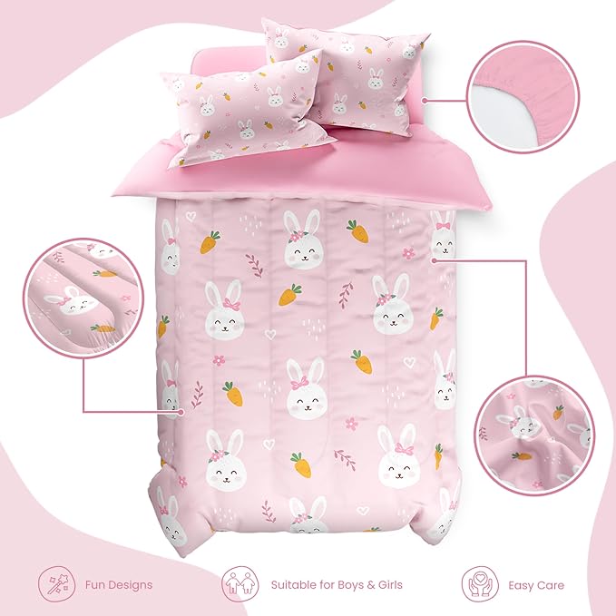 SANDJEST Rabbit Comforter Set Full Size 98x86in - Image 2