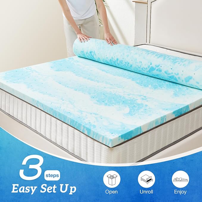 Sweetcrispy Mattress Topper Full, 3 Inch Thick Memory Foam Gel Infused Cooling - Image 6