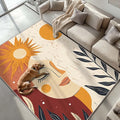 6x9 Sun and Moon Area Rug Beige Yellow Rug Non Slip Low Pile Large Carpet by Unknown