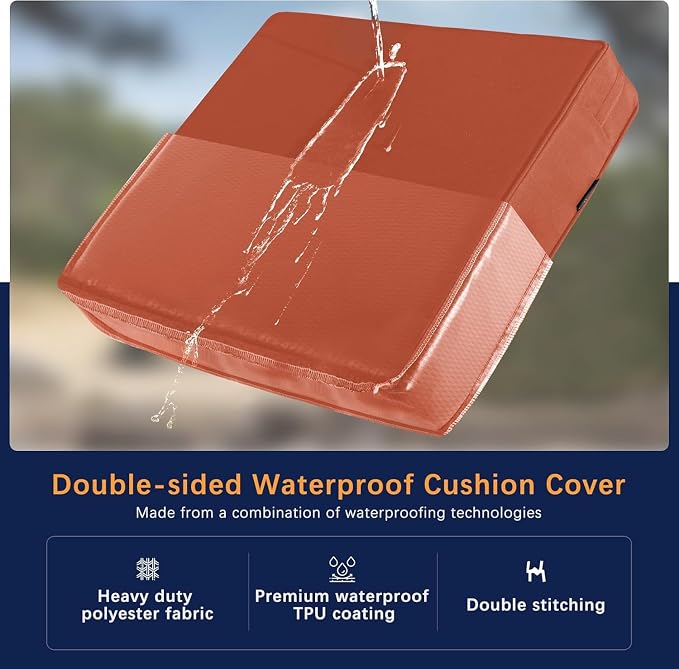 Favoyard Outdoor Seat Cushion Set 19 x 19 Inch Waterproof & Fade Resistant - Image 4