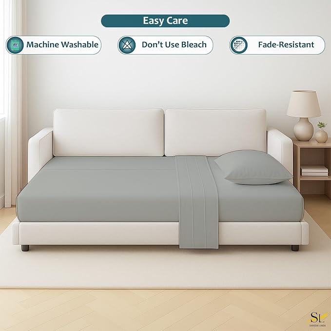 Luxury Queen Sleeper Sofa Bed Sheet Set, 100% Egyptian Cotton, 338 Thread Count - Image 6