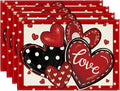 Artoid Mode Red Dot Heart Love Valentine Placemats Set of 4, 12x18 Inch Wedding by ArtoidMode