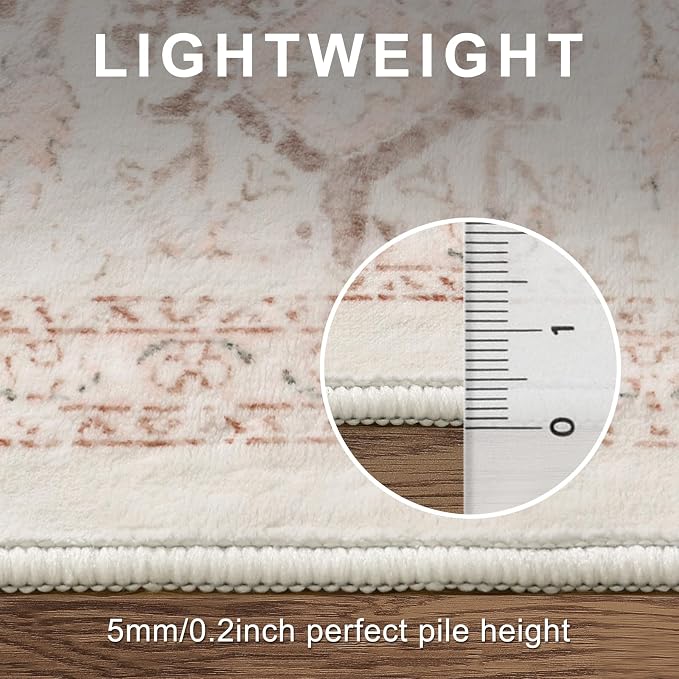 LIVEBOX Washable Peachy Pink Rug 5ft - Image 4