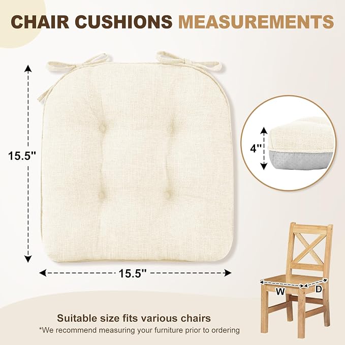 downluxe Indoor Chair Cushions for Dining Chairs, Tufted Overstuffed Textured - Image 2