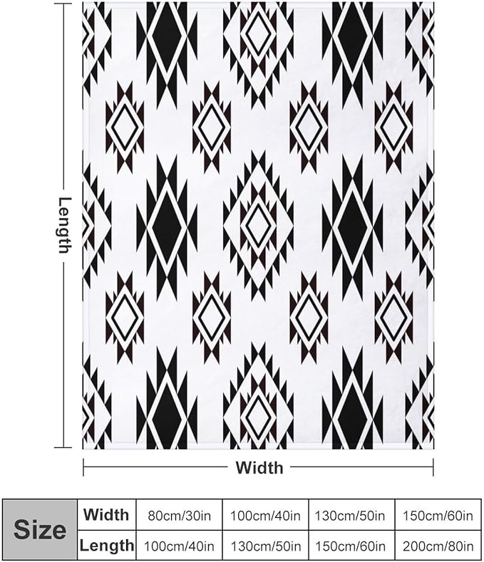 Boho Throw Blanket, Vintage Tribal Aztec Printed Flannel Blanket - Image 2