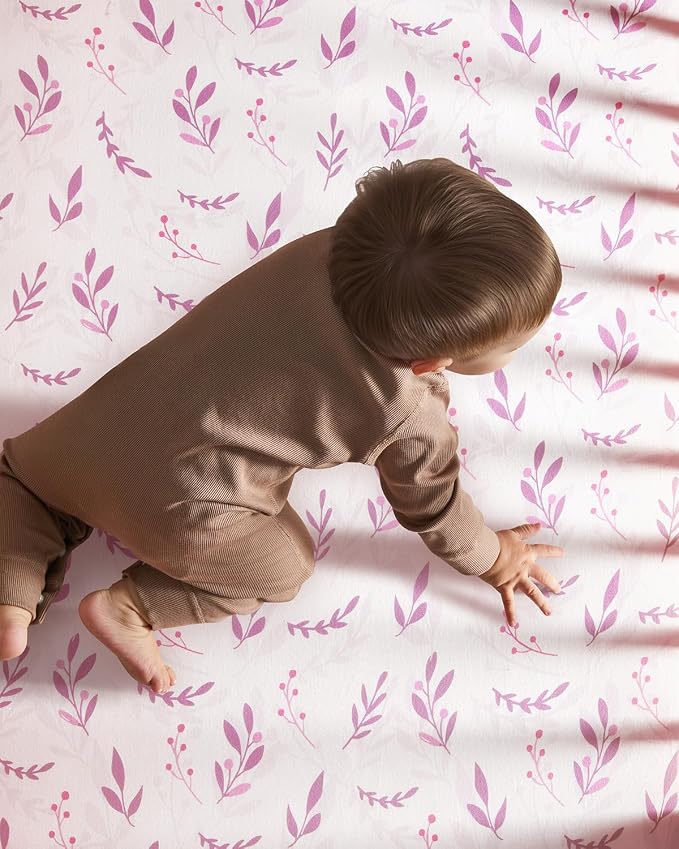 Baby Crib Sheets for Boys Girls, Breathable Soft Microfiber Baby Sheet Purple - Image 5