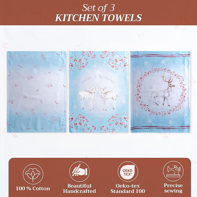Maison d' Hermine Kitchen Towels Set of 3 100% Cotton 20" x 27.5" Reusable - Image 2