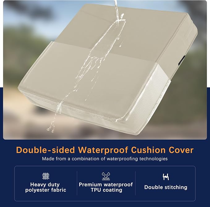 Favoyard Outdoor Seat Cushion Set 22 x 24 Inch Waterproof & Fade Resistant - Image 4