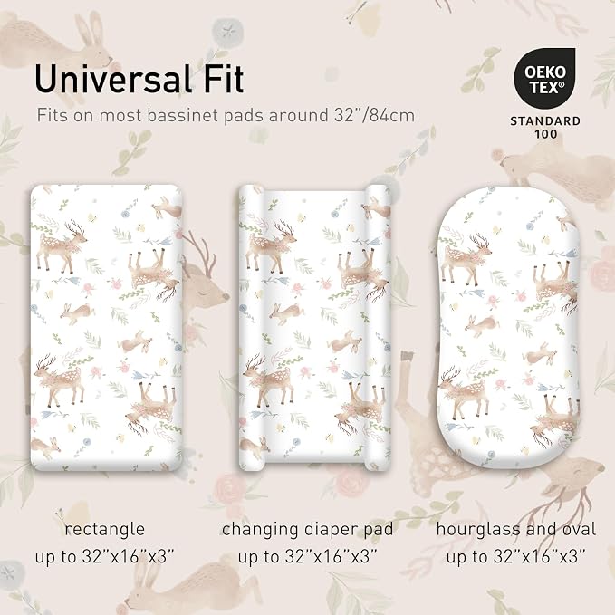 Gllquen Baby Bassinet Sheets 4 Pack, Breathable Cozy Fitted Mattress Sheet - Image 4