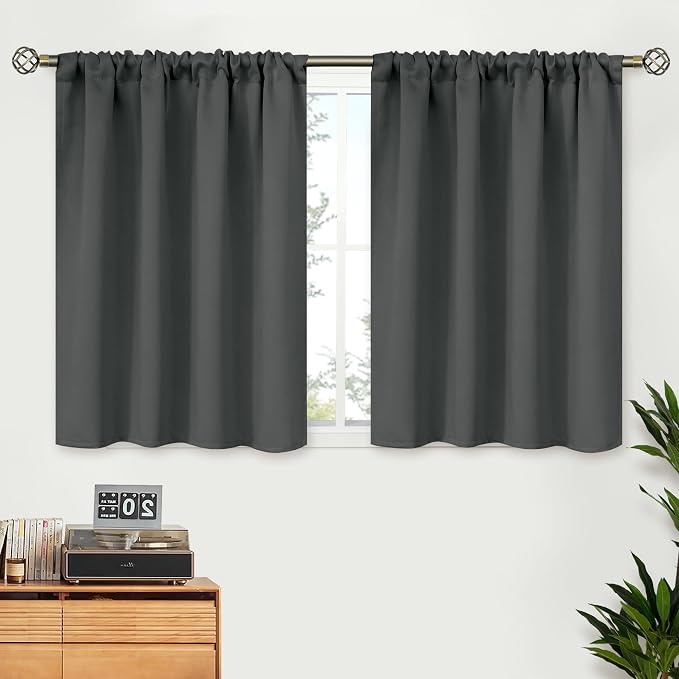 BGment Dark Grey Blackout Curtains 30 Inches Long by BGment