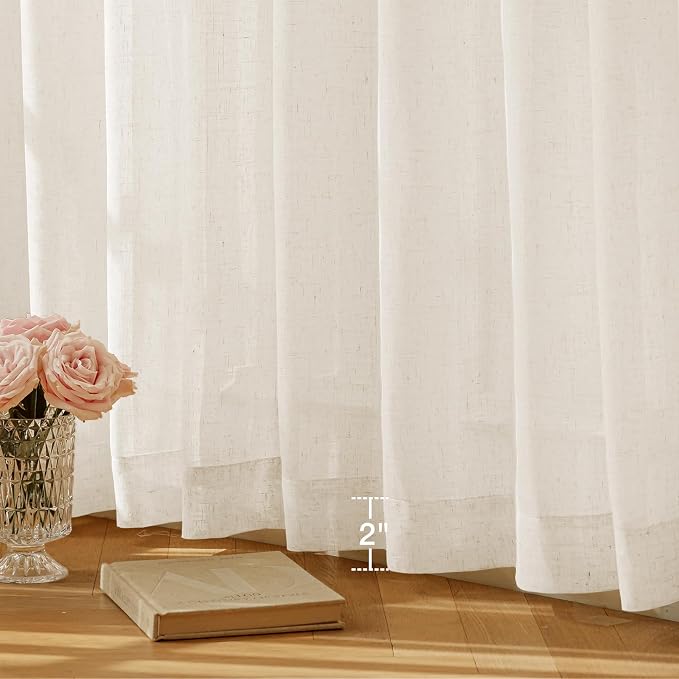 Anmao Natural Linen Curtains for Living Room 84 Inch Length 2 Panels Set - Image 7