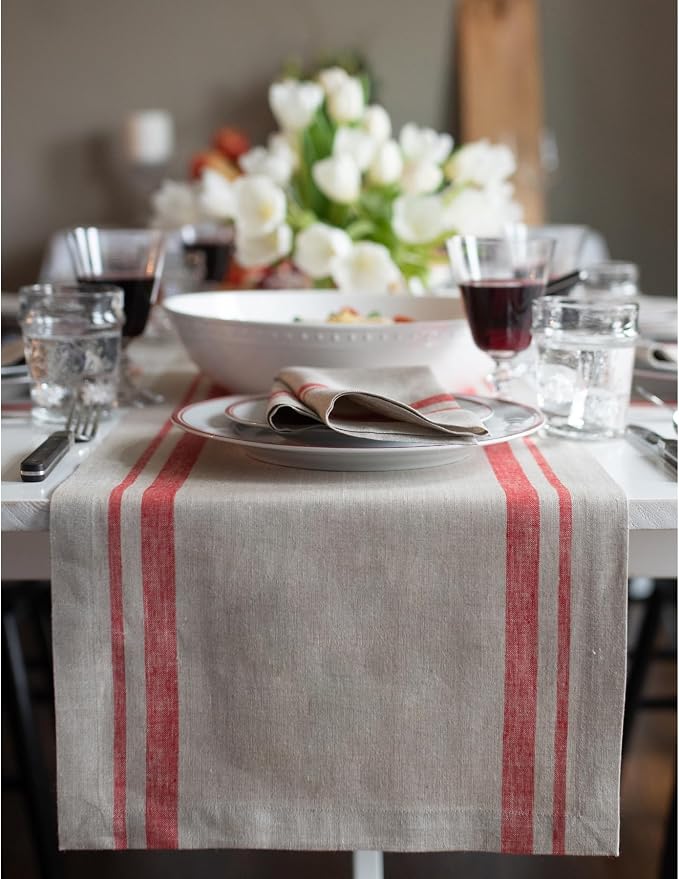 Solino Home Striped Linen Table Runner 108 Inches Long by SolinoHome