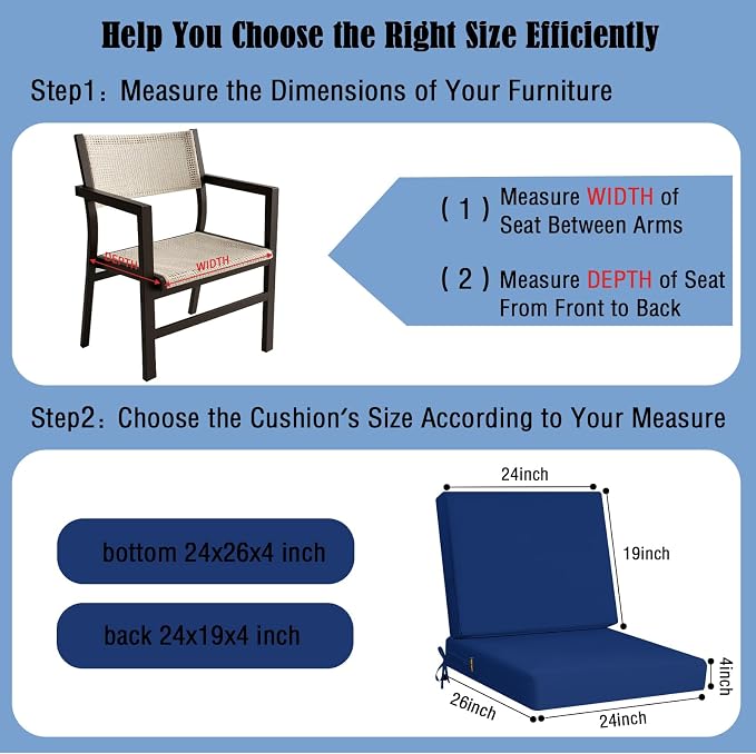 idee-home Outdoor Cushions for Patio Furniture, Outdoor Seat Cushion, - Image 6