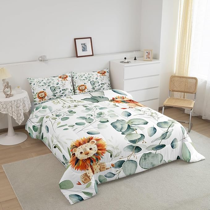 Erosebridal Cute Lion Full Comforter Set - Image 3
