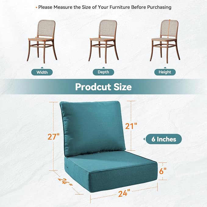 Luxury 6" Outdoor Cushions for Patio Furniture, Fade Resistant Couch Chair - Image 8