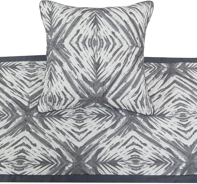 The HomeCentric King/Queen/Twin Grey & White Designer King 90"x18" Bed Runner - Image 2